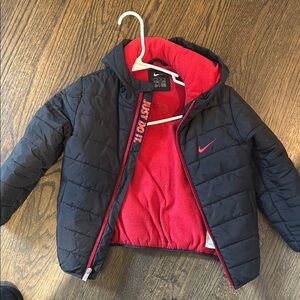 Nike Kids Puffer Jacket in Black and Red